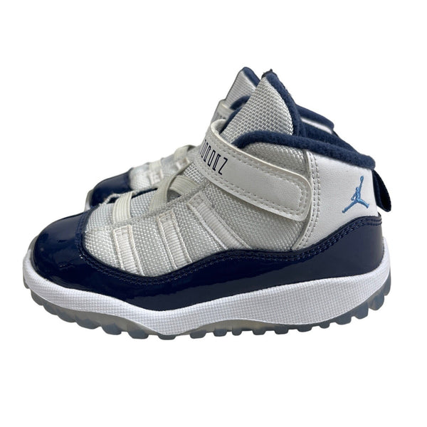 Nike Air Jordan Kids Jumpman Retro 11 Mid Top White Blue Sneakers Sz 8C