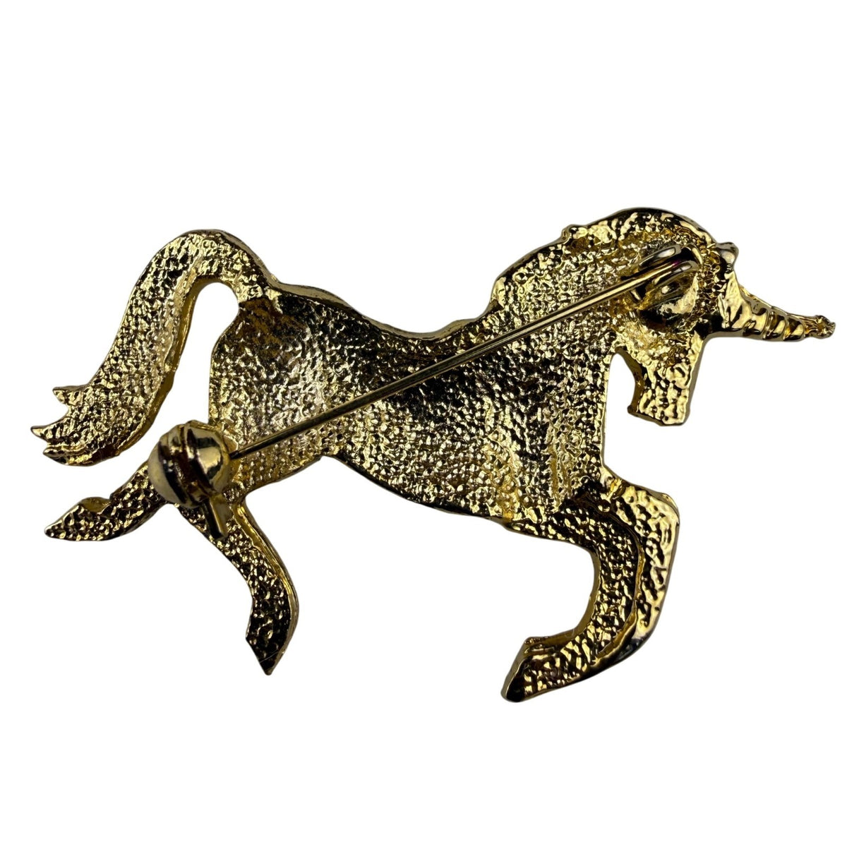 Unknown Womens Gold Tone Enamel Yellow Unicorn Brooch Pin Fantasy Jewelry