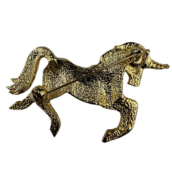 Unknown Womens Gold Tone Enamel Yellow Unicorn Brooch Pin Fantasy Jewelry