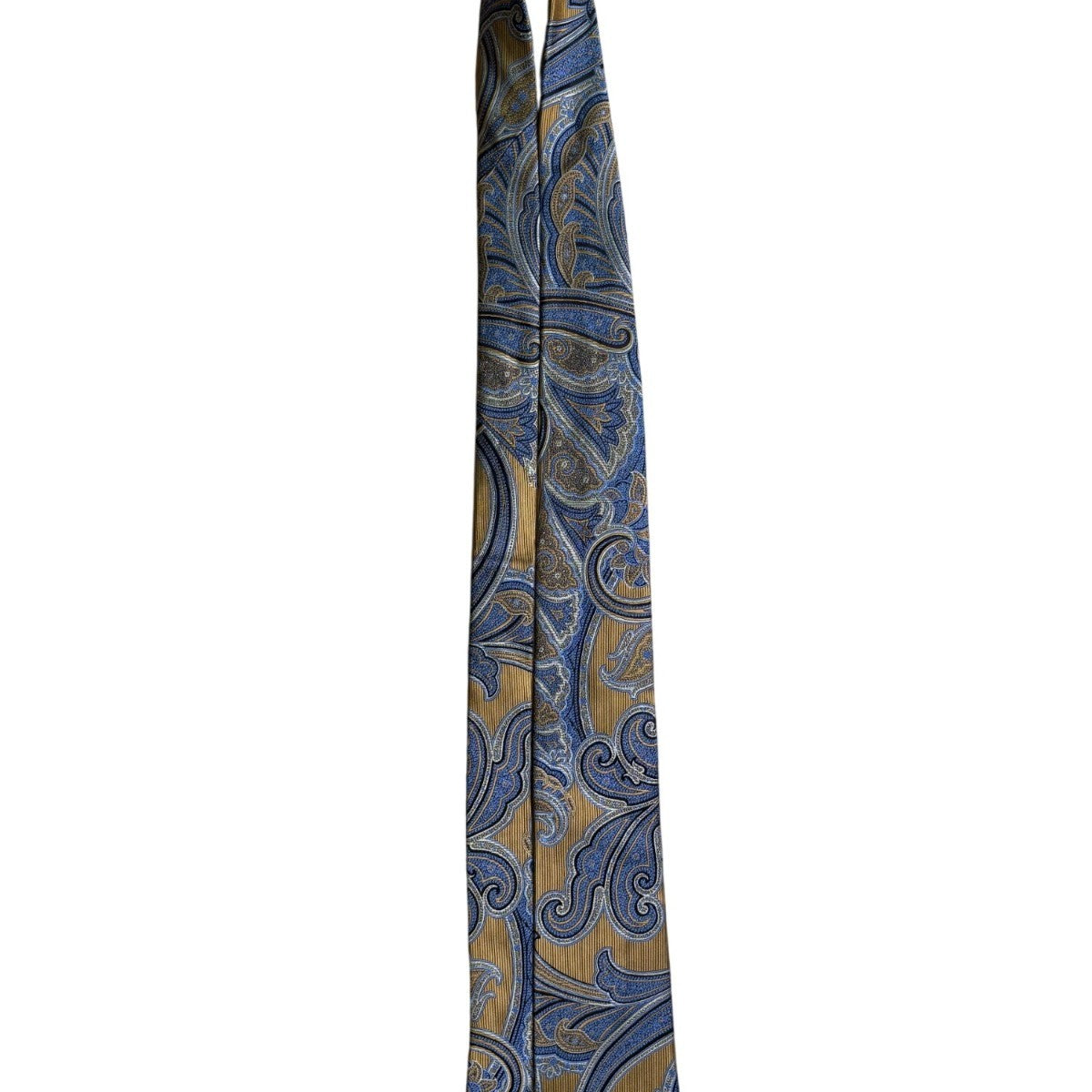 Nordstrom Mens Gold & Blue Paisley Silk Neck Tie Elegant Pattern Classic Design