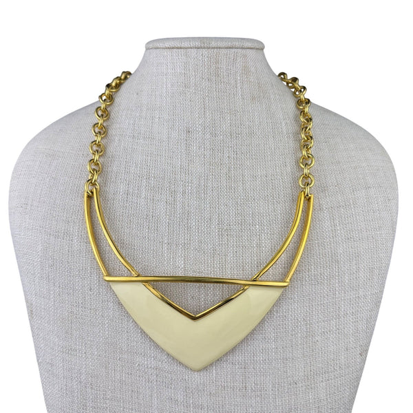 Monet Womens Gold Tone Metal Geometric Statement Necklace Vintage Adjustable