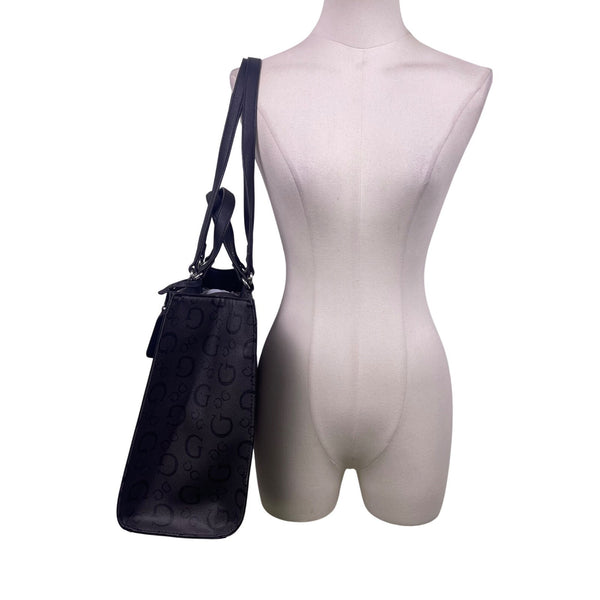 Guess Women’s Black Faux Leather Signature Logo Double Handles Tote Bag
