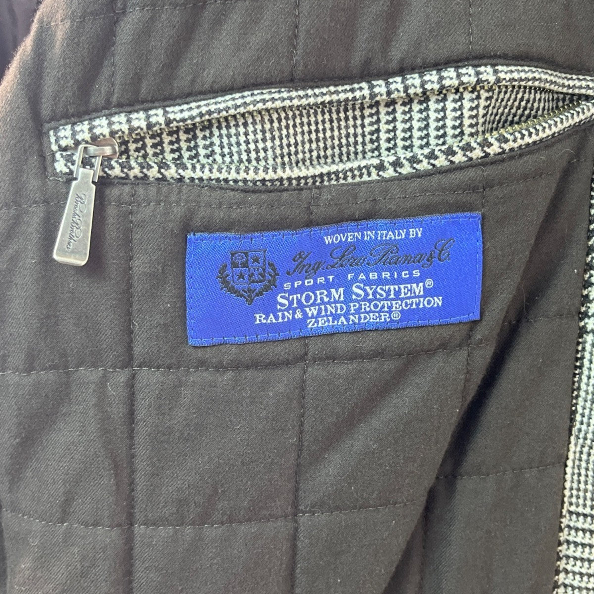 Brooks Brothers Style Gray Plaid Mens Wool Jacket With Quilted Lining Size L