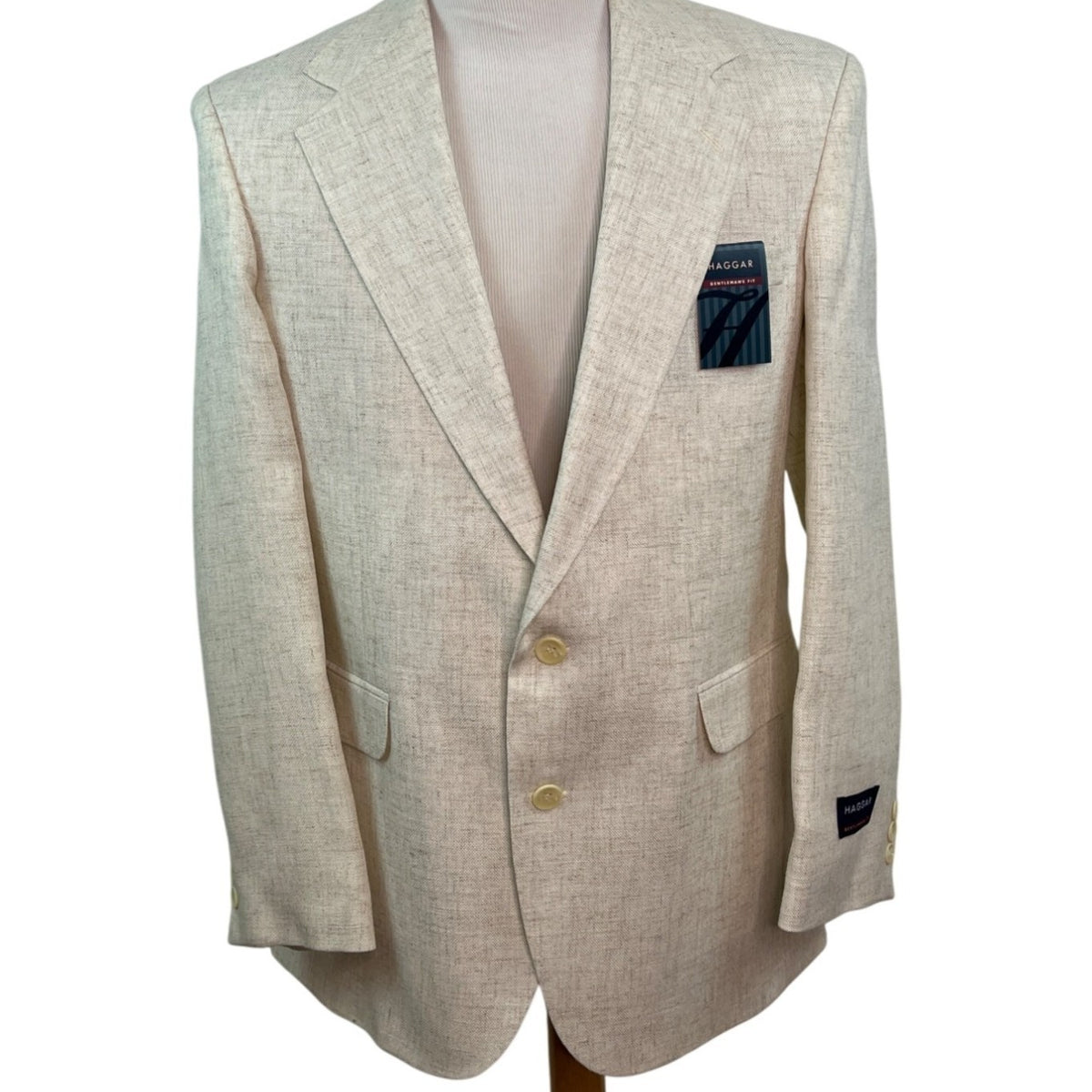 Haggar Beige Gentlemans Fit Dual button closure Front Pockets Mens Blazer Sz 40