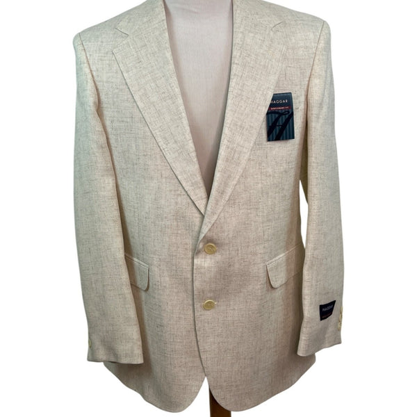 Haggar Beige Gentlemans Fit Dual button closure Front Pockets Mens Blazer Sz 40
