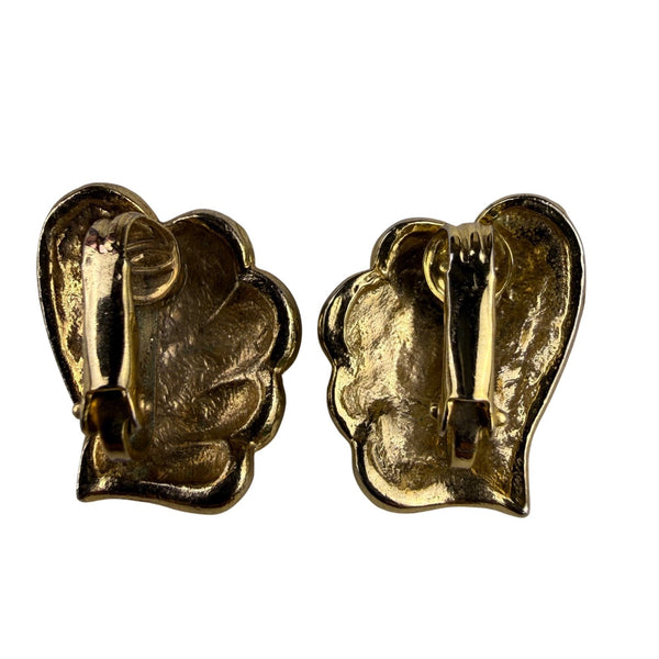 Vintage Unknown Womens Multicolor Gold Tone Enamel Clip-On Earrings Bold Design