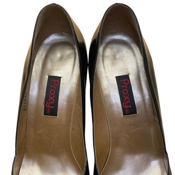 Proxy Women’s Black Patent Leather Bow Pointed-Toe High Heel Pumps Size 9