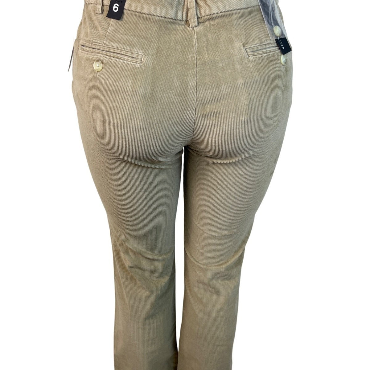 The Limited Womens Beige Corduroy Pants Mid-Rise Slim Fit Buttoned Size 6- New