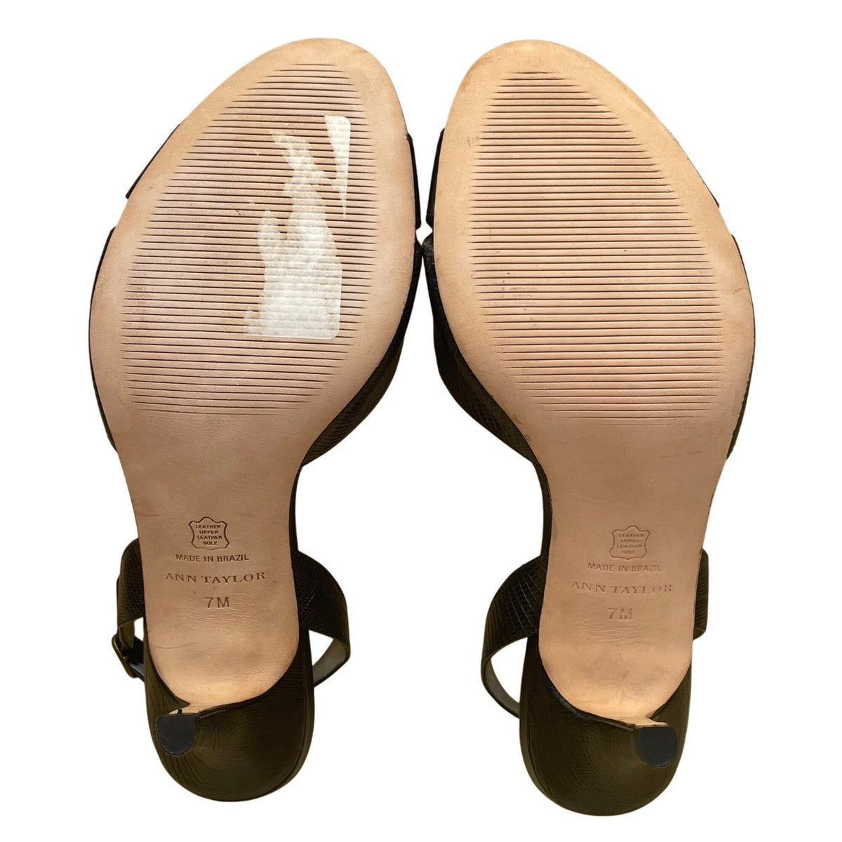 Ann Taylor Women’s Black Leather Braided Detail Slingback Open Toe Heels Size 7M