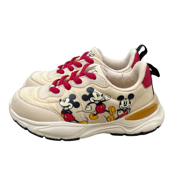Zara Toddler Girl's Beige And Red Disney Mickey Mouse Sneakers Sz 25