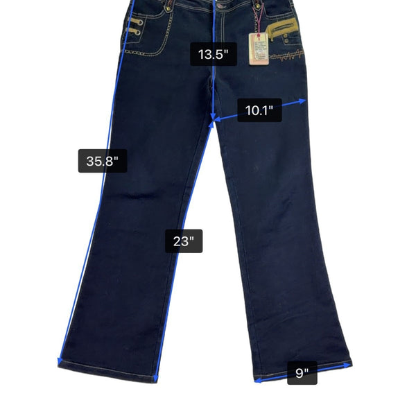 Xiao Jiaren Women’s Blue Cotton Jeans Stylish Embellished Pockets Size 31 - New