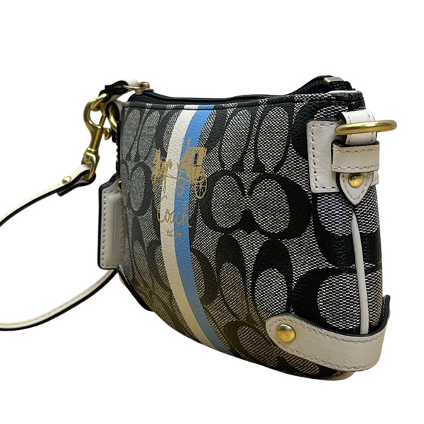 Coach Women’s Black Monogram Logo Stripe Wristlet Size S