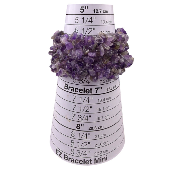 Amethyst Purple Natural Stone Bracelet Stretch Band Unique Chunky Boho Design