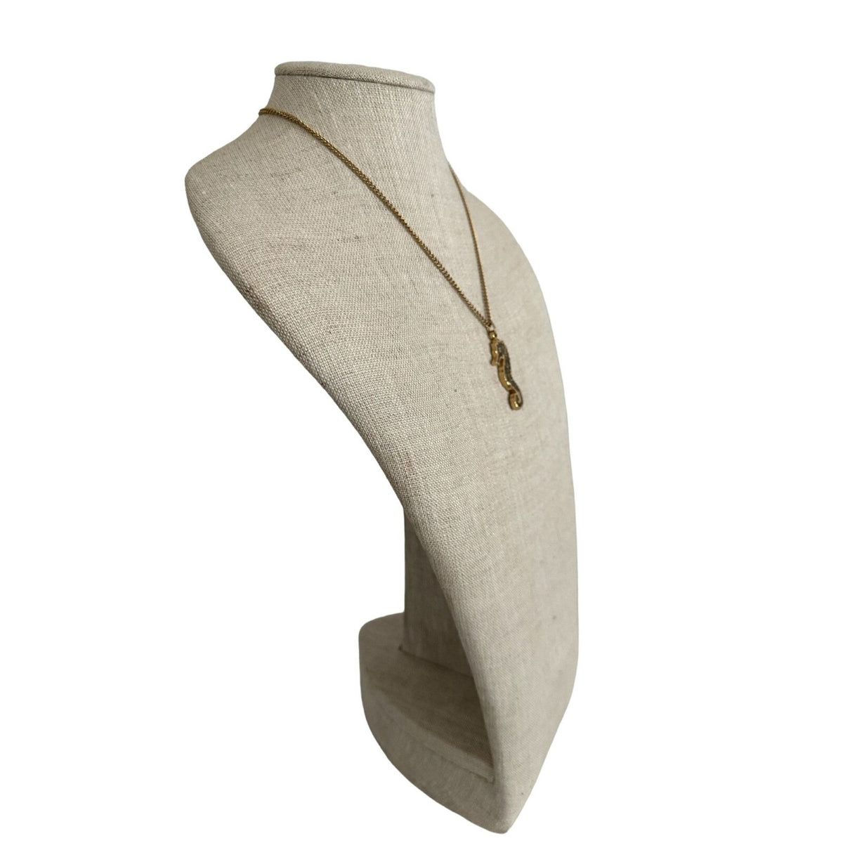 Gold Tone Seahorse Pendant - 17in