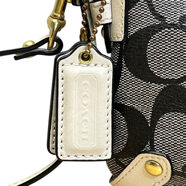 Coach Women’s Black Monogram Logo Stripe Wristlet Size S