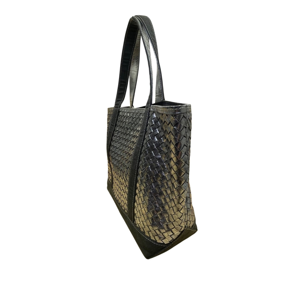 Lance Women’s Gray Woven Shimmering Metallic Finish Spacious Design Tote Bag