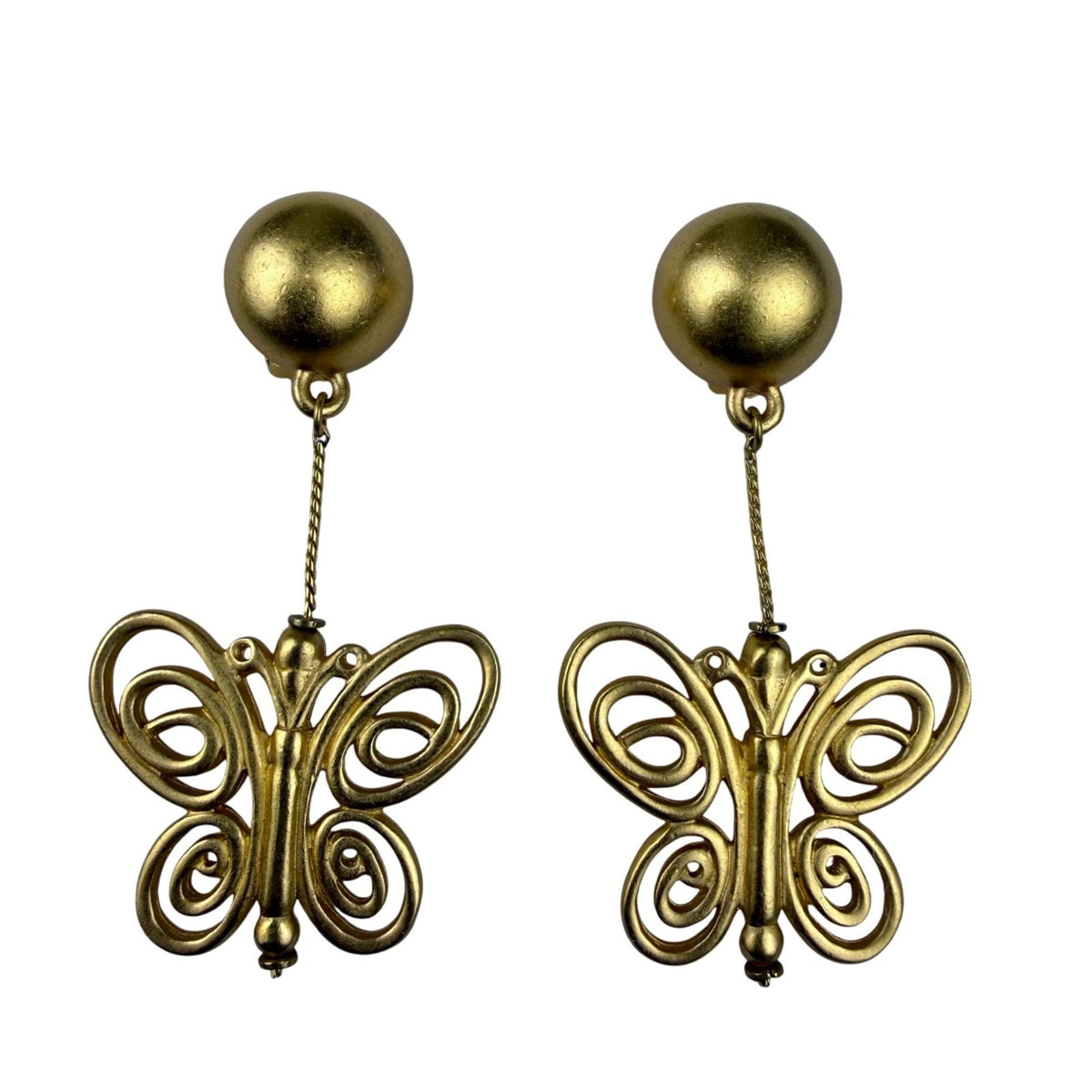 Anne Klein Womens Gold Tone Jewelry Necklace & Clip-On Butterfly Earrings Set