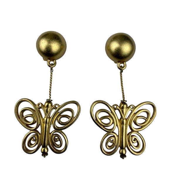 Anne Klein Womens Gold Tone Jewelry Necklace & Clip-On Butterfly Earrings Set