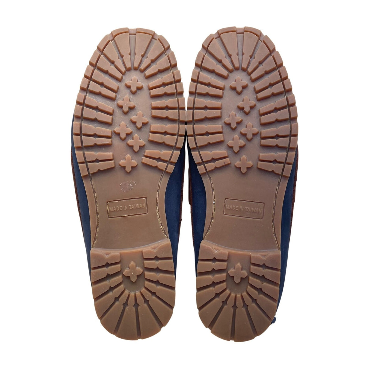 San Ou Women’s WBlue & Brown Leather Casual Slip-Resistant Boat Shoes Size 37
