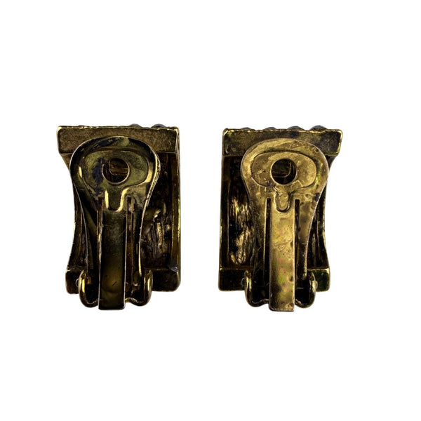 Marcasite Gold Tone Womens Clip-On Earrings Retro Vintage Design