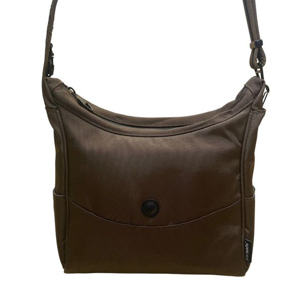 Pacsafe Women’s Brown Nylon Citysafe 100 Security Anti-Theft Crossbody Bag