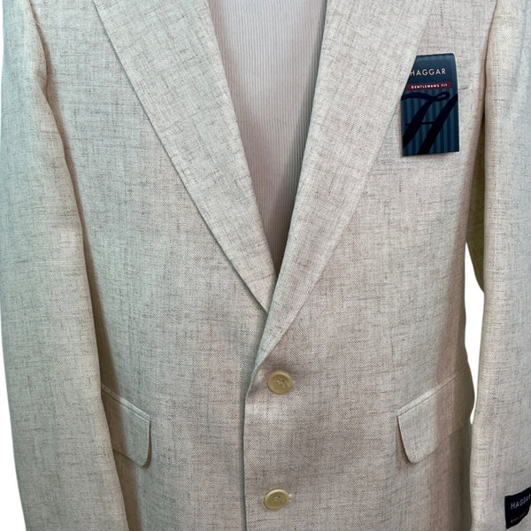 Haggar Beige Gentlemans Fit Dual button closure Front Pockets Mens Blazer Sz 40