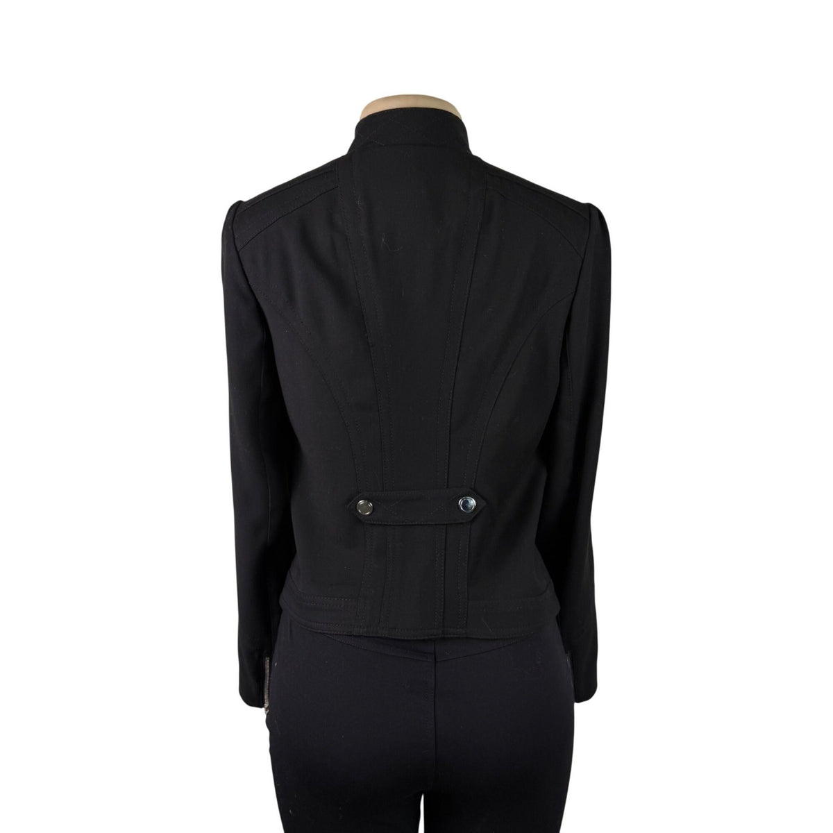 White House Black Market Womens Black Polyester Blend Fitted Blazer Jacket Sz 6