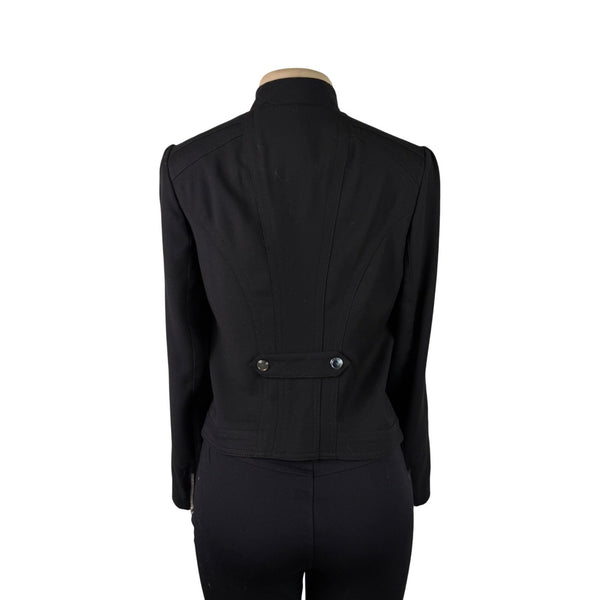 White House Black Market Womens Black Polyester Blend Fitted Blazer Jacket Sz 6