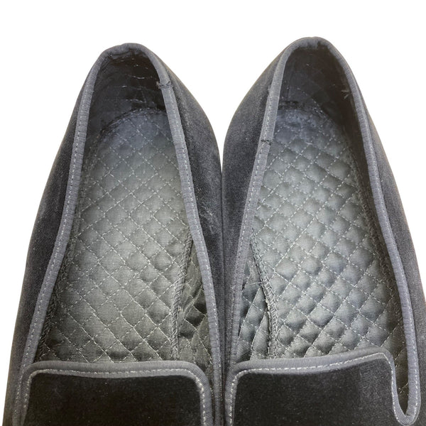 Peal & Co x Brooks Brothers Men’s Black Velvet Embroidered Gold Fox Loafers Sz 9