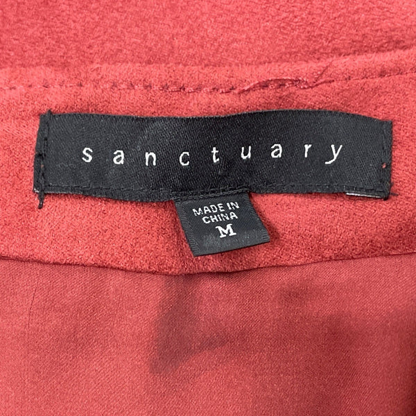 Sanctuary Womens Faux Suede Mini Skirt With Back Zipper & Pockets Burgundy Sz M