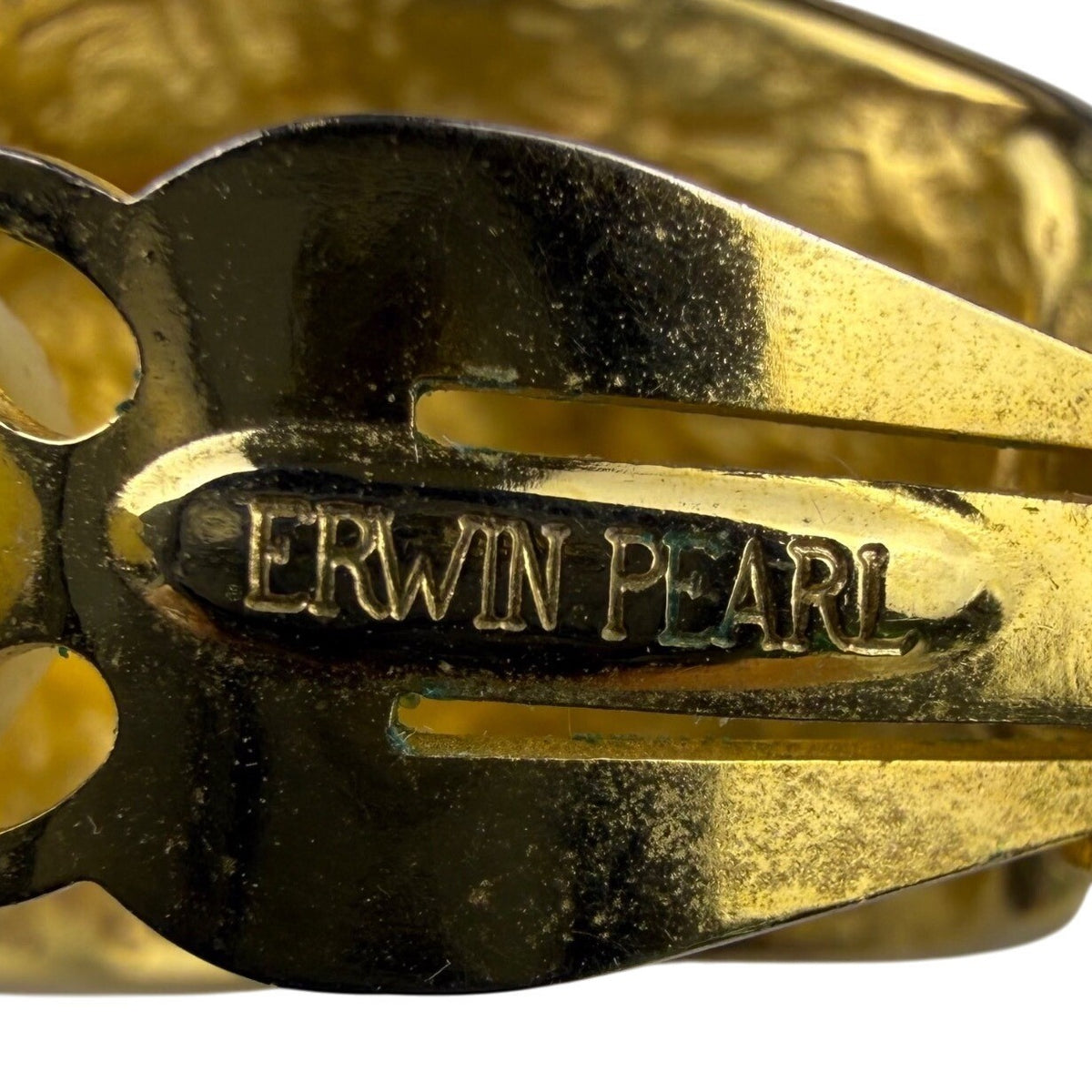 Erwin Pearl Gold Tone Clip-On Earrings Faux Pearl Black Enamel Vintage Design