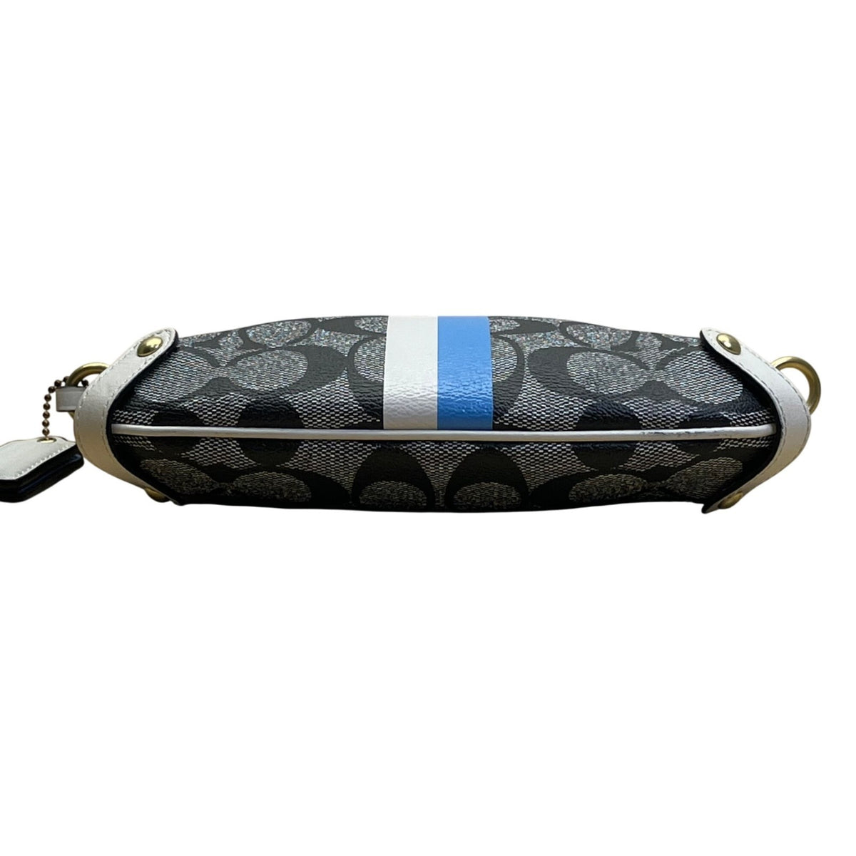 Coach Women’s Black Monogram Logo Stripe Wristlet Size S