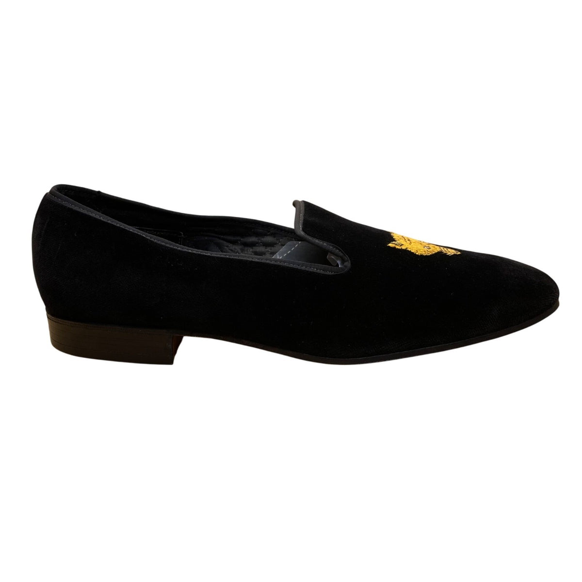 Peal & Co x Brooks Brothers Men’s Black Velvet Embroidered Gold Fox Loafers Sz 9