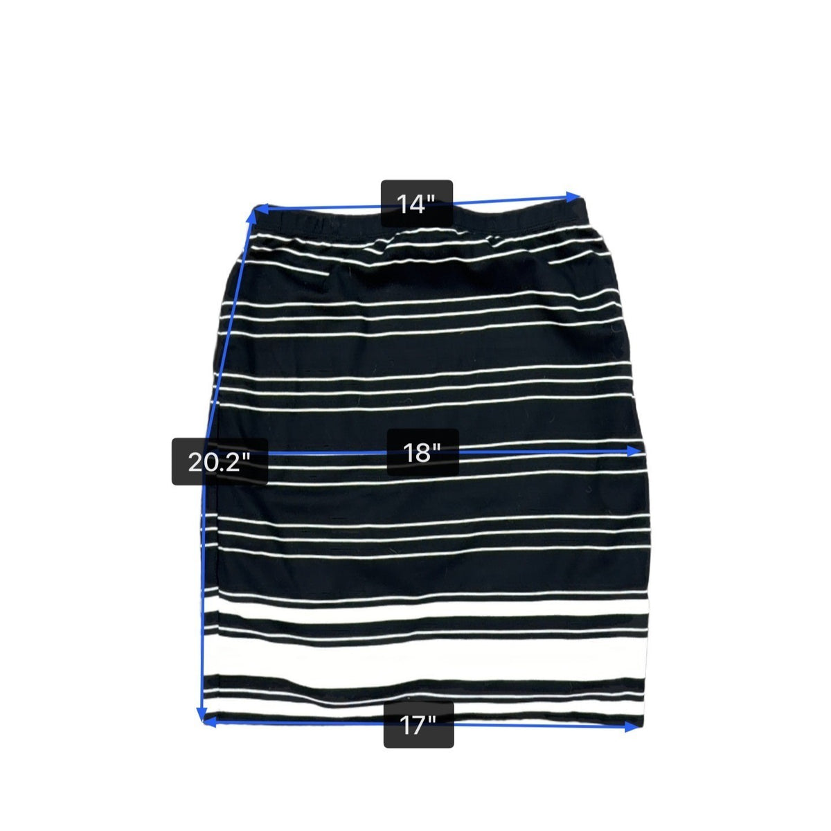 Max Studio Womens Black & White Striped Pencil Skirt Rayon Blend Stretch Size S