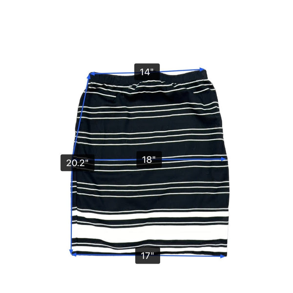 Max Studio Womens Black & White Striped Pencil Skirt Rayon Blend Stretch Size S