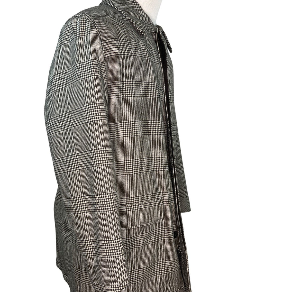 Brooks Brothers Style Gray Plaid Mens Wool Jacket With Quilted Lining Size L