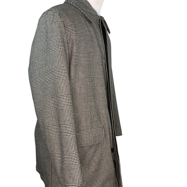 Brooks Brothers Style Gray Plaid Mens Wool Jacket With Quilted Lining Size L