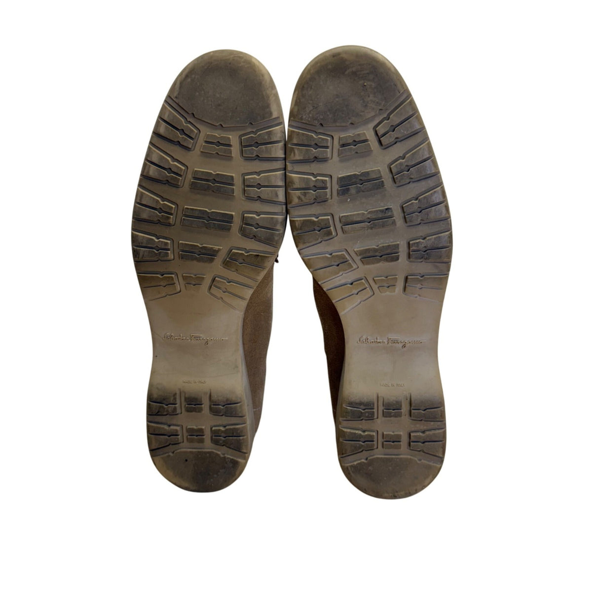 Salvatore Ferragamo Women’s Tan Suede Loafers With Gold Buckle Size 7.5B