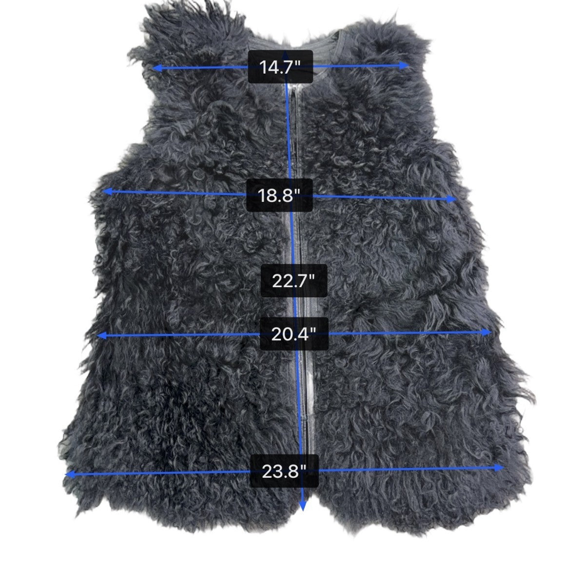 7 For All Mankind Womens Black Lamb Fur Sweater Vest Soft Fuzzy Texture Size S