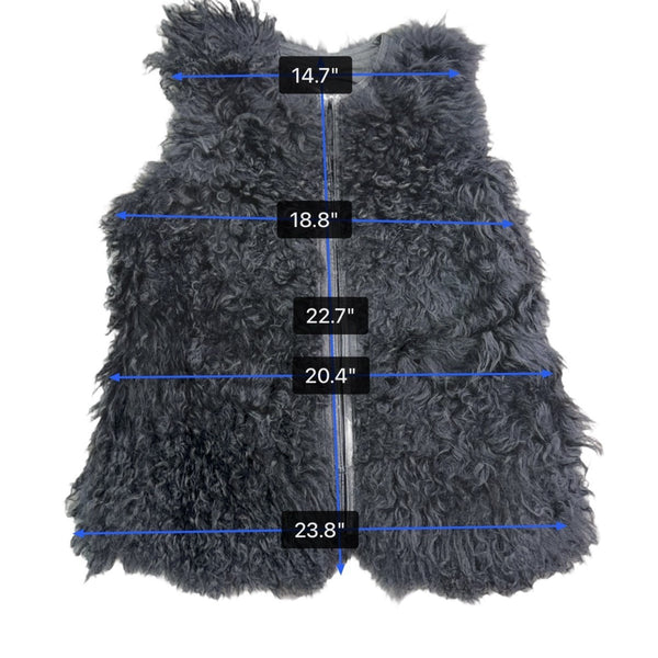 7 For All Mankind Womens Black Lamb Fur Sweater Vest Soft Fuzzy Texture Size S