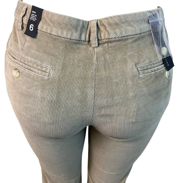 The Limited Womens Beige Corduroy Pants Mid-Rise Slim Fit Buttoned Size 6- New