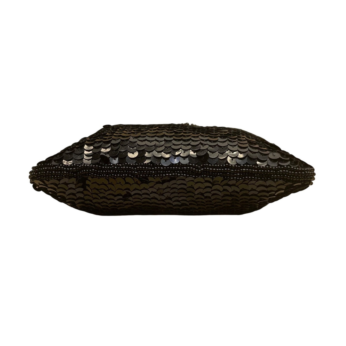 Accessory Lady Black Beaded Sequin Gold Metal Clasp Chain Strap Clutch Bag