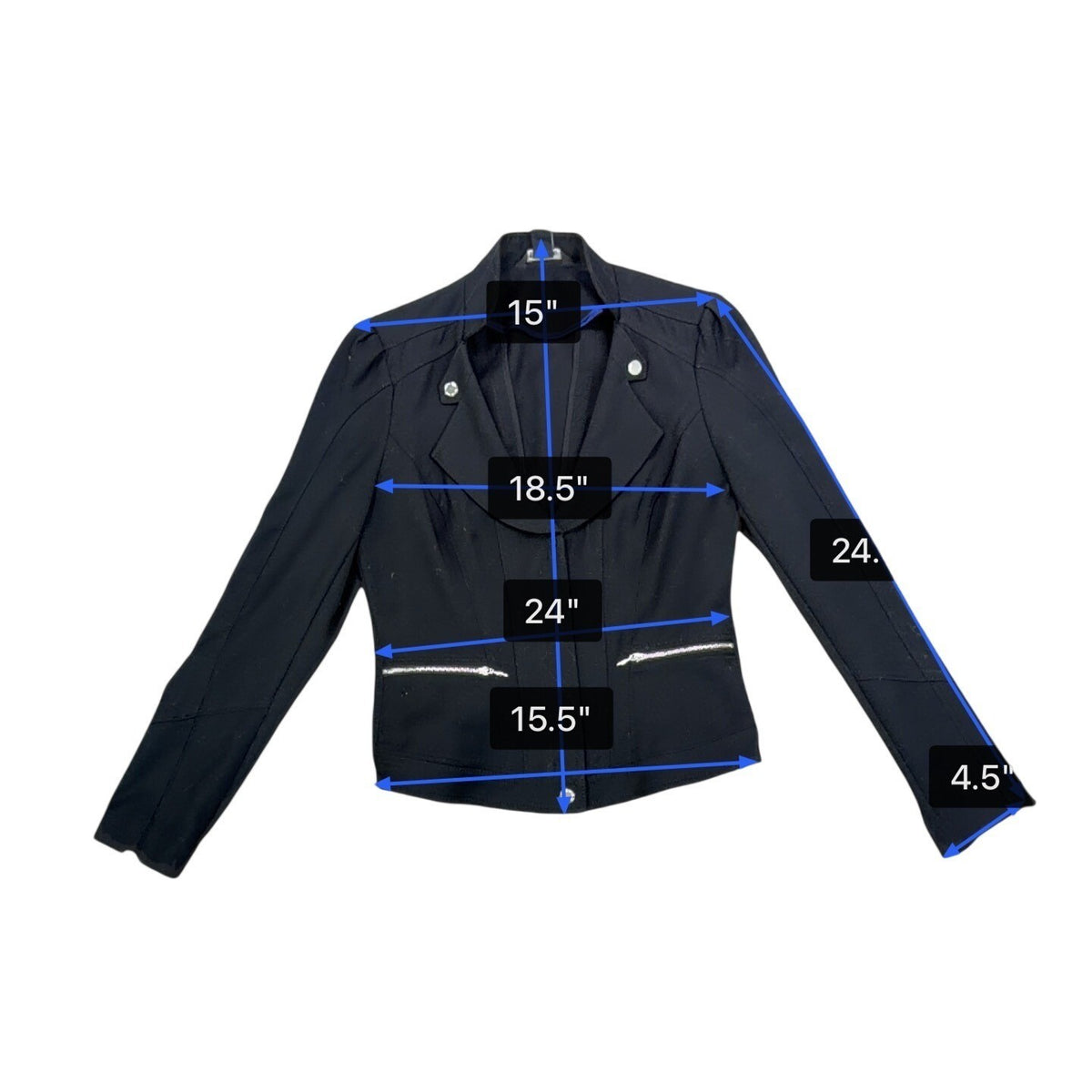 White House Black Market Womens Black Polyester Blend Fitted Blazer Jacket Sz 6