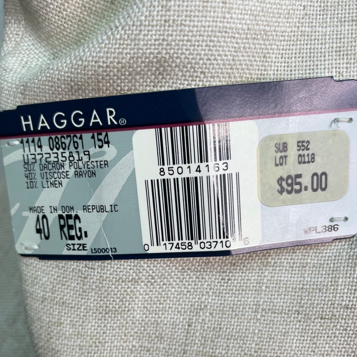 Haggar Beige Gentlemans Fit Dual button closure Front Pockets Mens Blazer Sz 40
