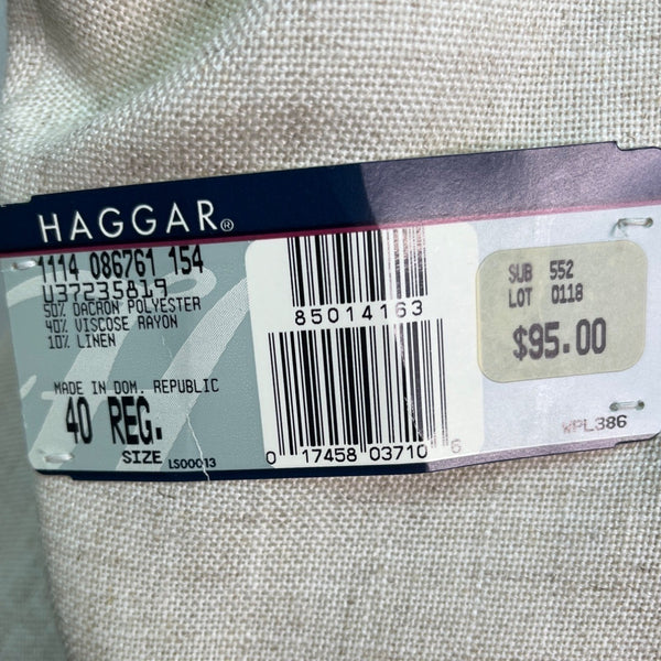 Haggar Beige Gentlemans Fit Dual button closure Front Pockets Mens Blazer Sz 40