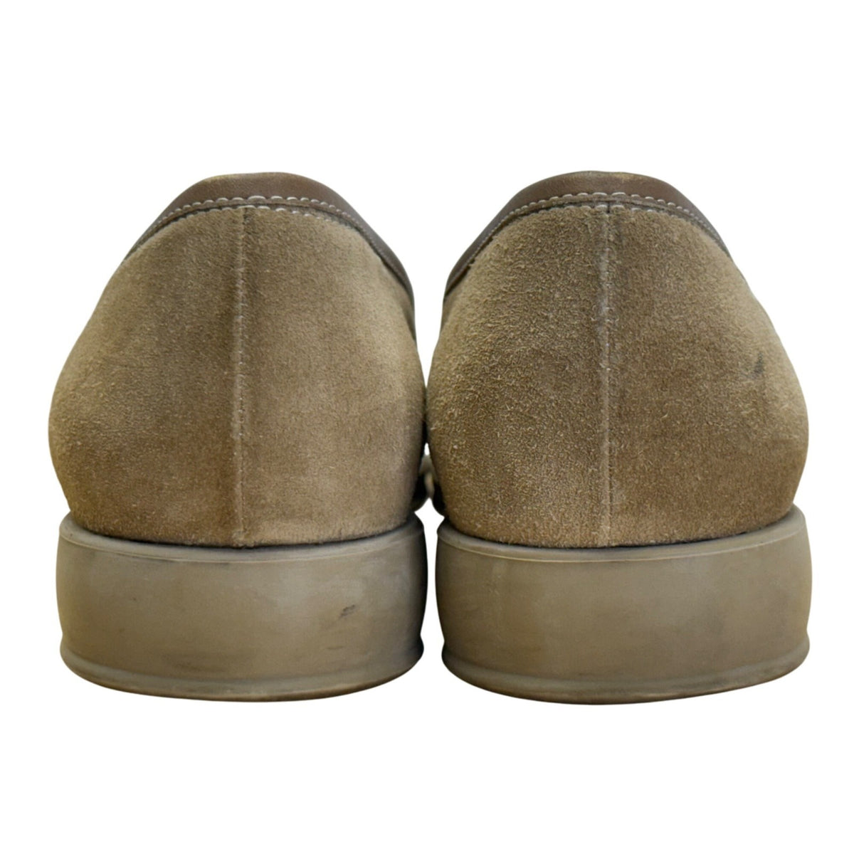 Salvatore Ferragamo Women’s Tan Suede Loafers With Gold Buckle Size 7.5B