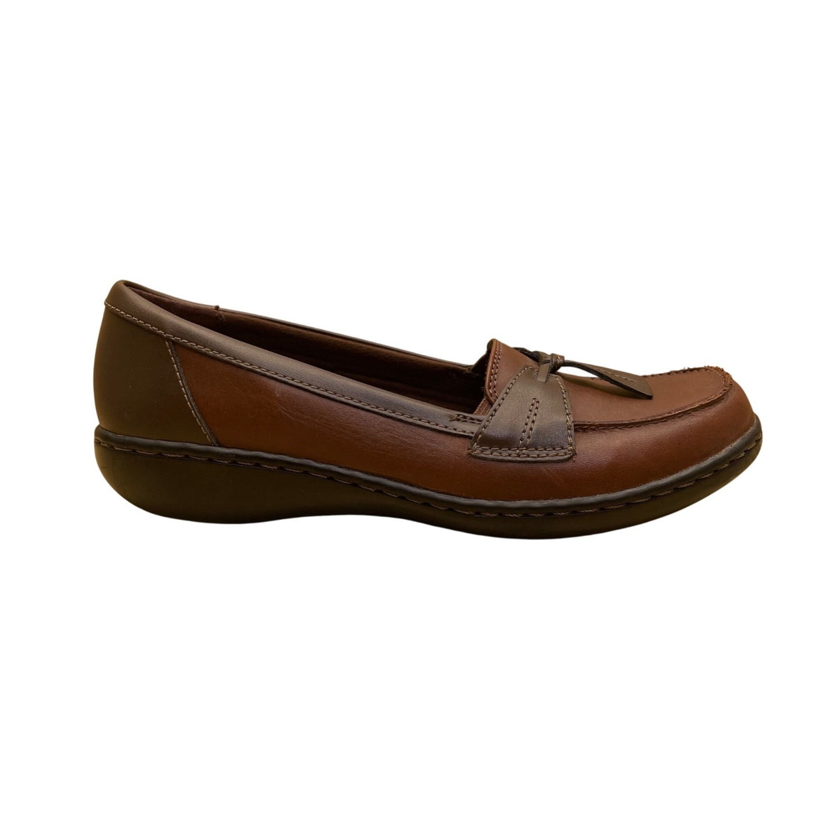 Clarks Women’s Brown Leather Tassel Detail Ultra Comfort Loafers Size 9