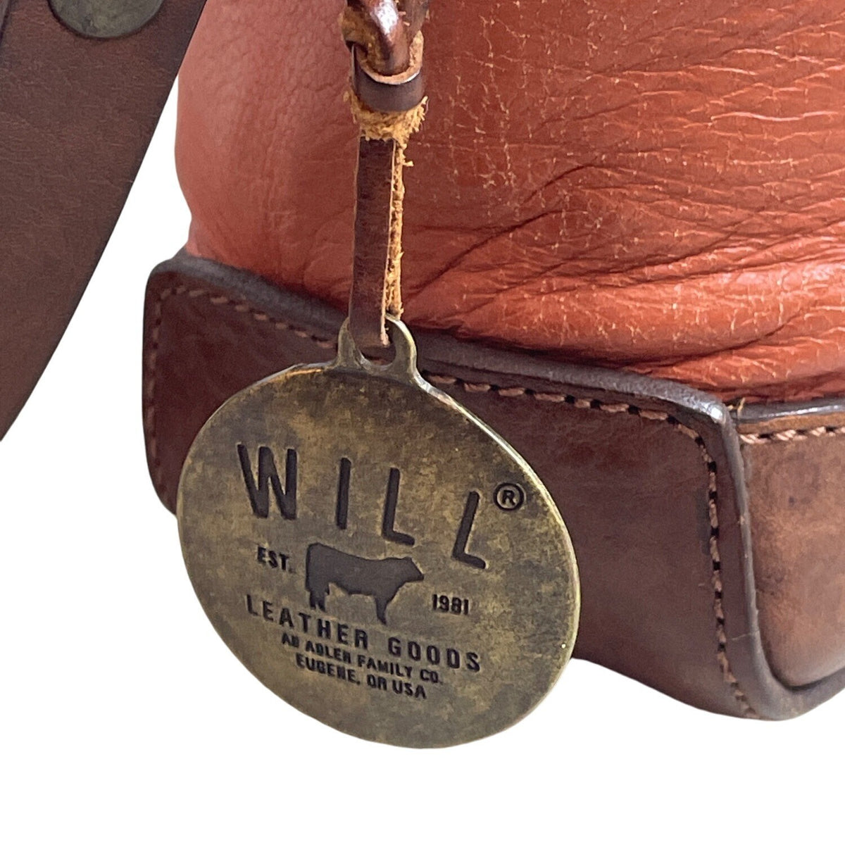 Will Leather Goods Women's Tan Brown Leather Fold Over Crossbody Bag Sz M