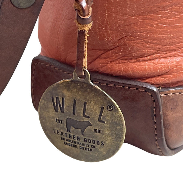Will Leather Goods Women's Tan Brown Leather Fold Over Crossbody Bag Sz M