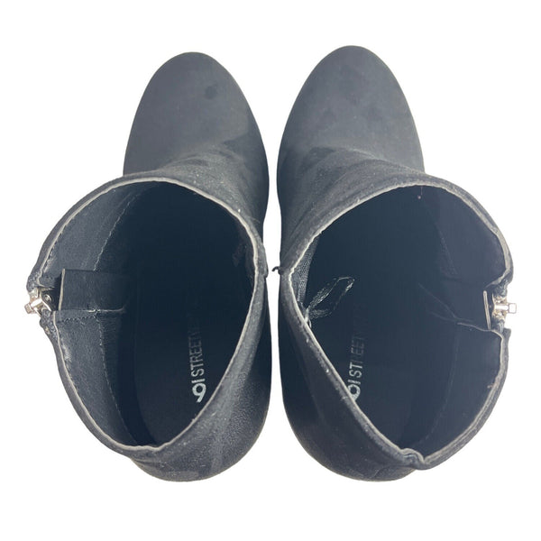 6 Street Wear Society Women's Black Synthetic Suede Heeled Booties Sz 6